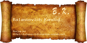 Balassovich Kandid névjegykártya